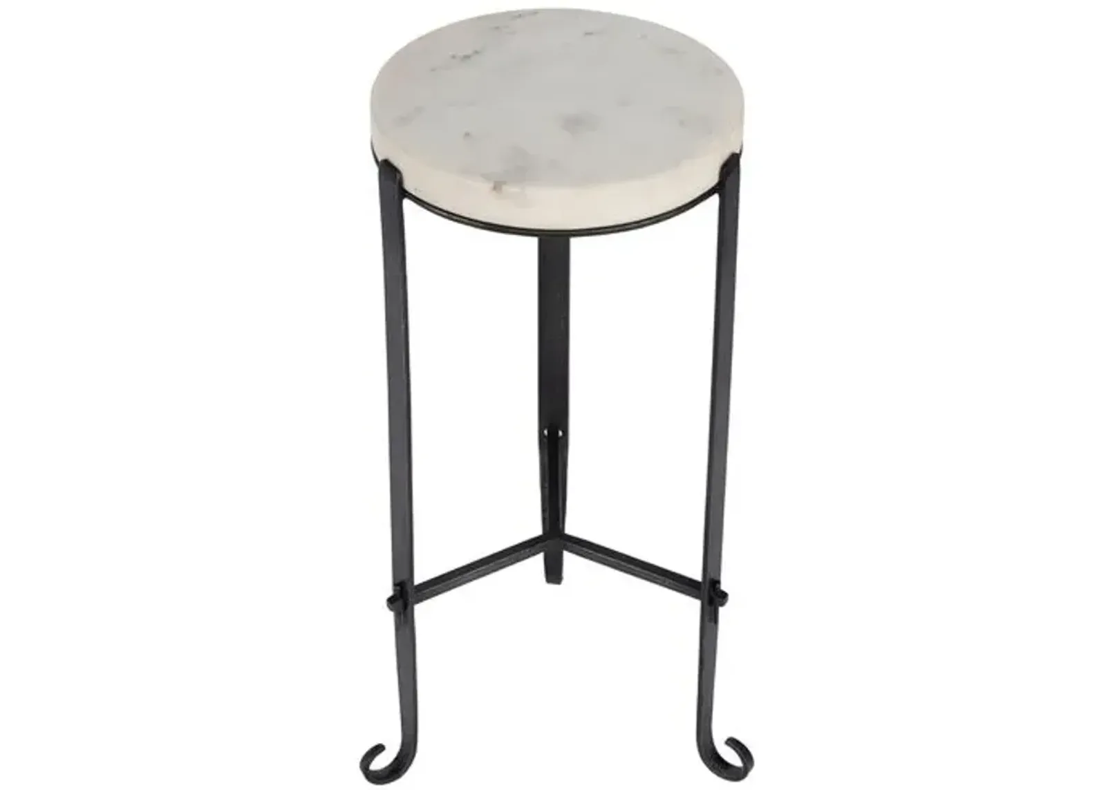 Marlow Round Marble Top Side Table - Black/White