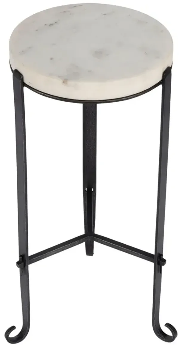 Marlow Round Marble Top Side Table, Black/White