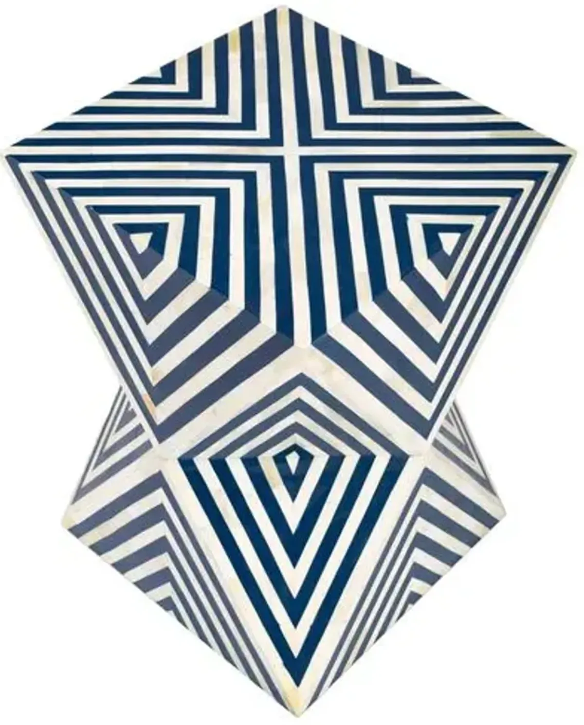 Scarla Geometric Bone Inlay Side Table - Handcrafted - Blue