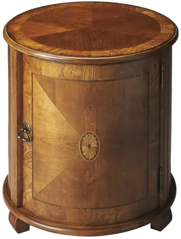 Ember 20" Drum Side Table - Olive Ash - Handcrafted - Brown