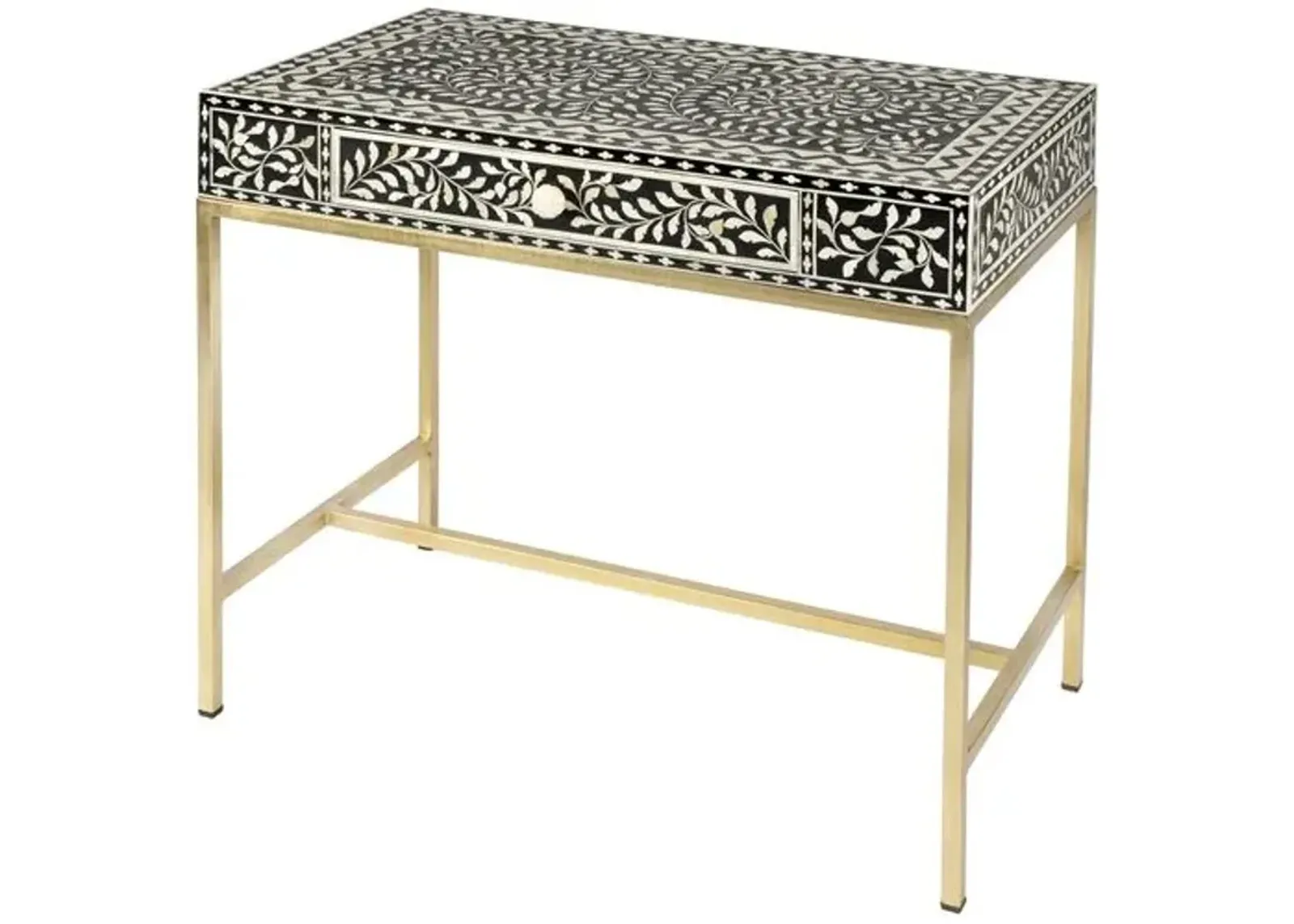 Scarla Bone Inlay Writing Desk - Black - Multi