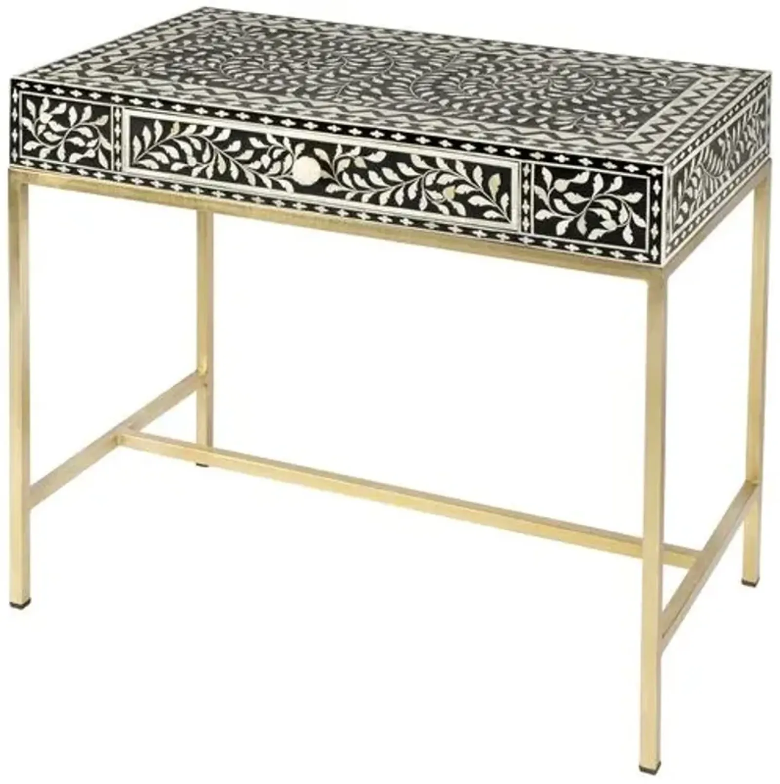 Scarla Bone Inlay Writing Desk - Black - Multi