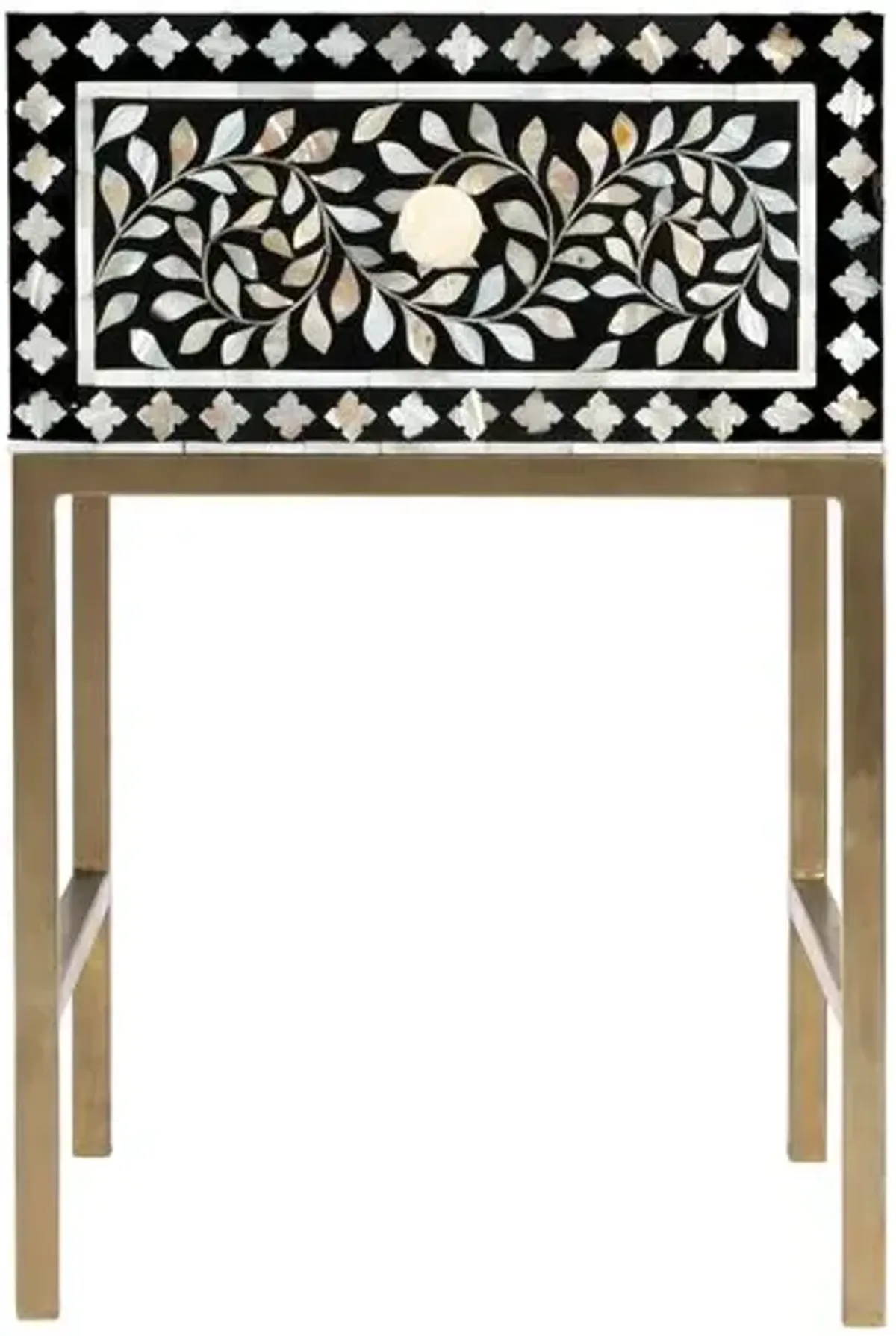 Scarla Mother Of Pearl Side Table - Black/White