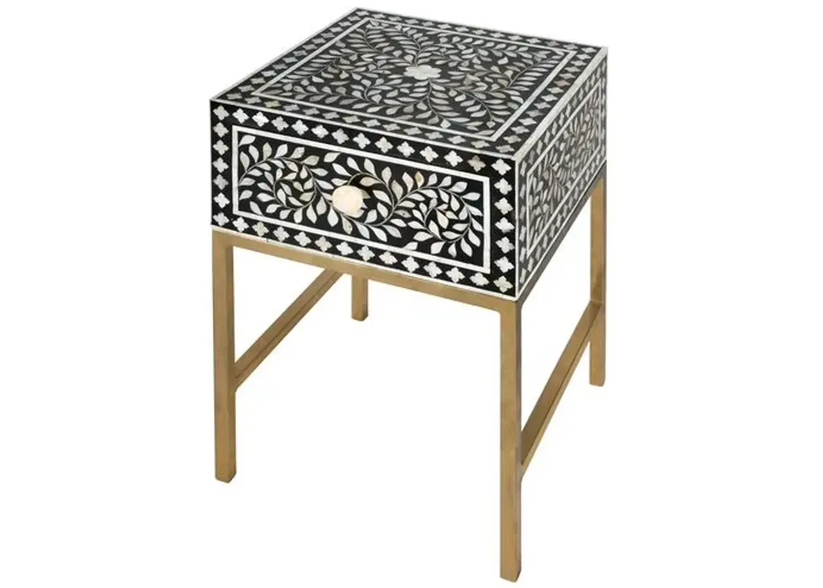 Scarla Mother Of Pearl Side Table - Black/White