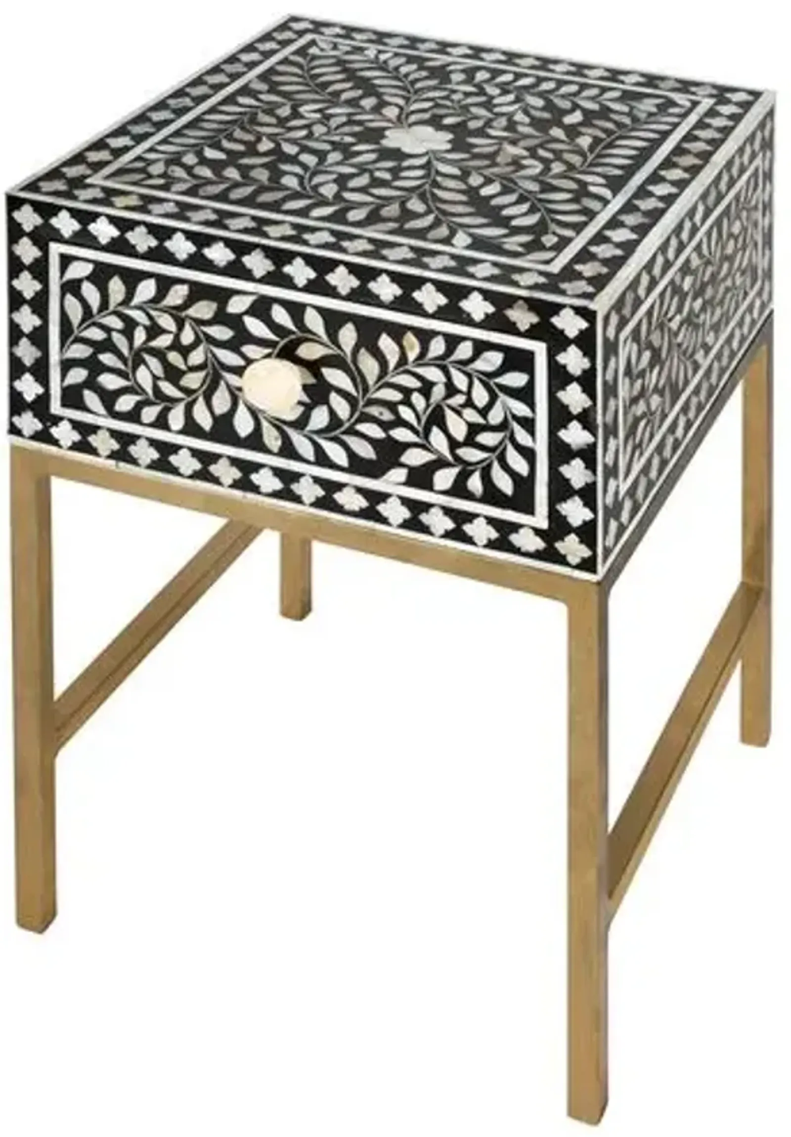 Scarla Mother Of Pearl Side Table - Black/White