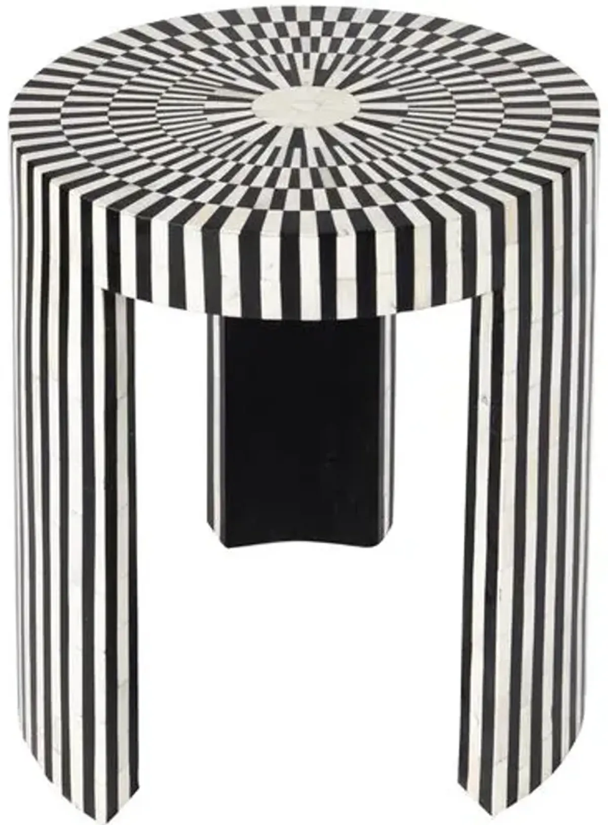 Joya Bone Inlay Side Table - Black/White