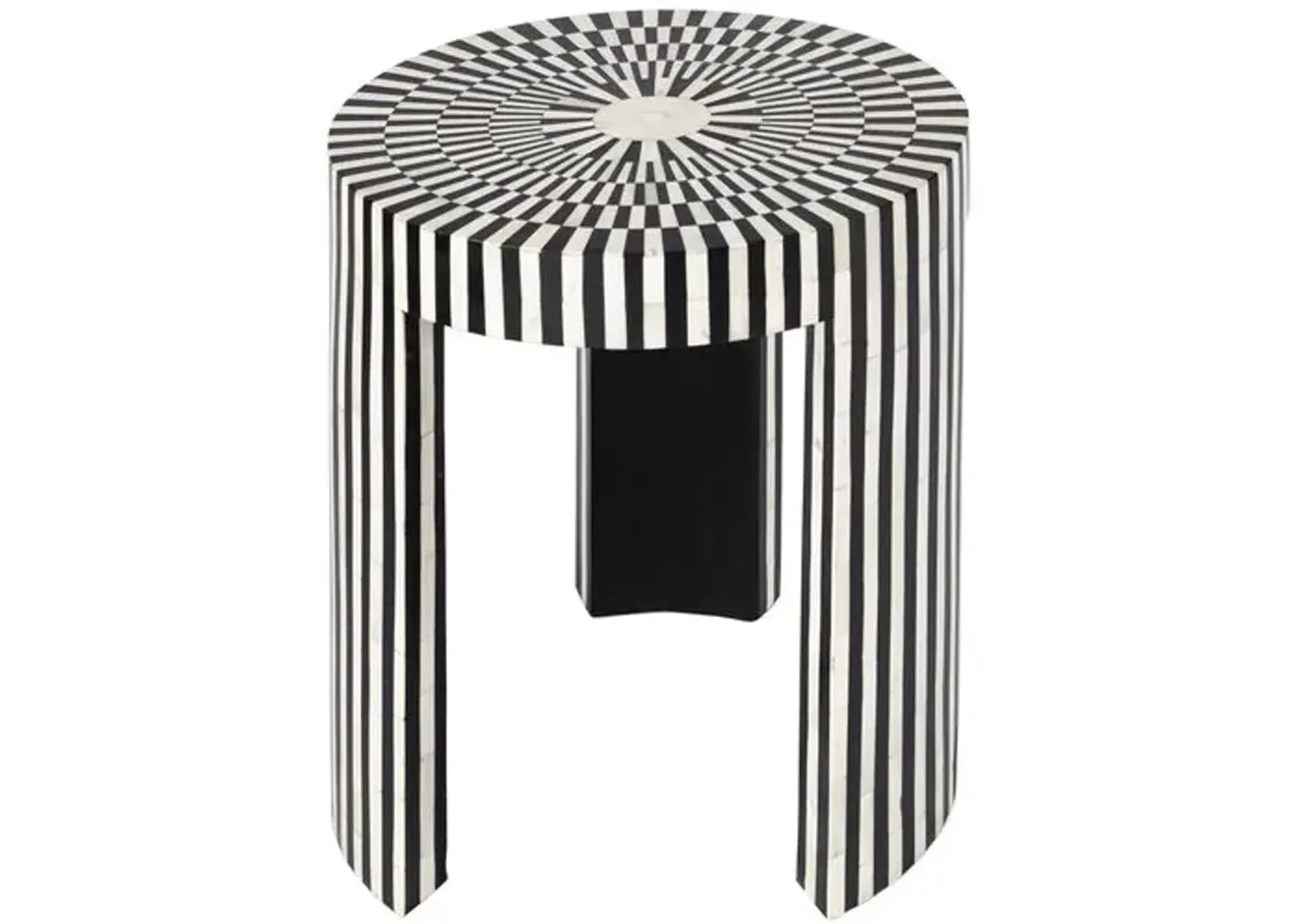 Joya Bone Inlay Side Table - Black/White