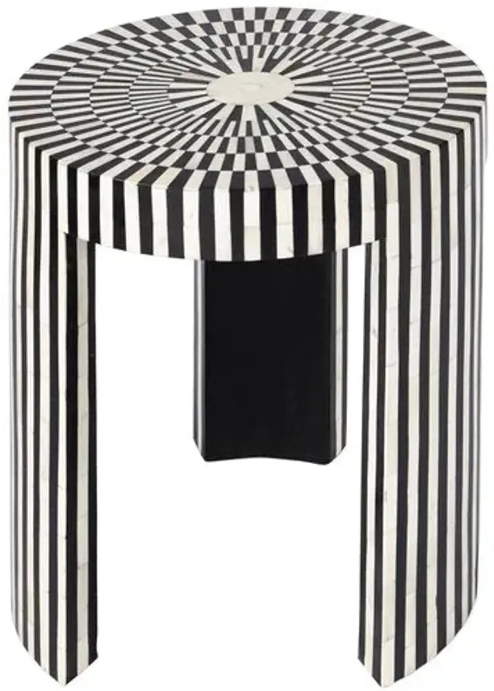 Joya Bone Inlay Side Table - Black/White