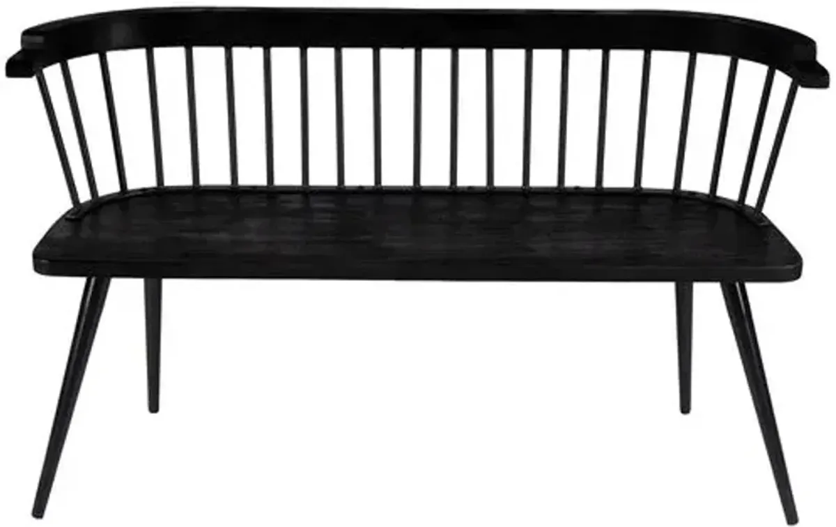 Chester Mango Wood 48" Spindle Bench - Black - Brown