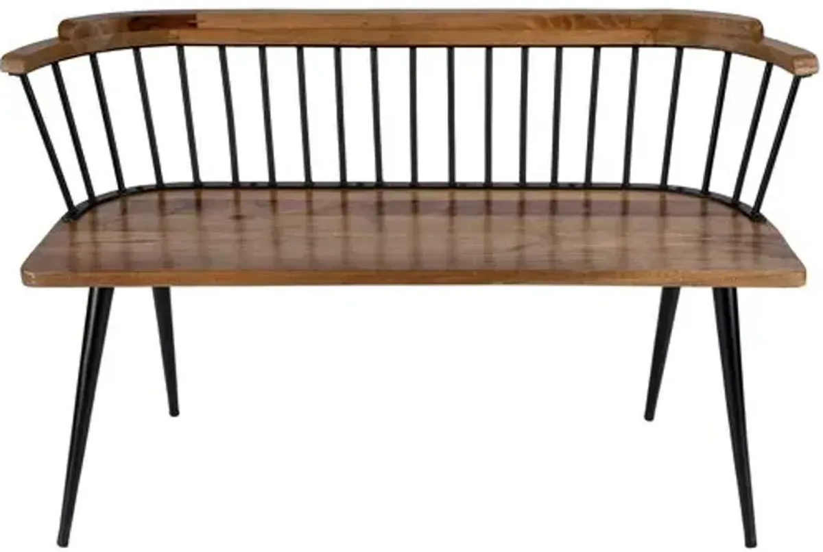 Chester Mango Wood 51" Spindle Bench - Medium Brown