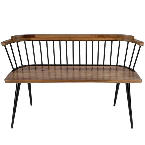 Chester Mango Wood 51" Spindle Bench - Medium Brown