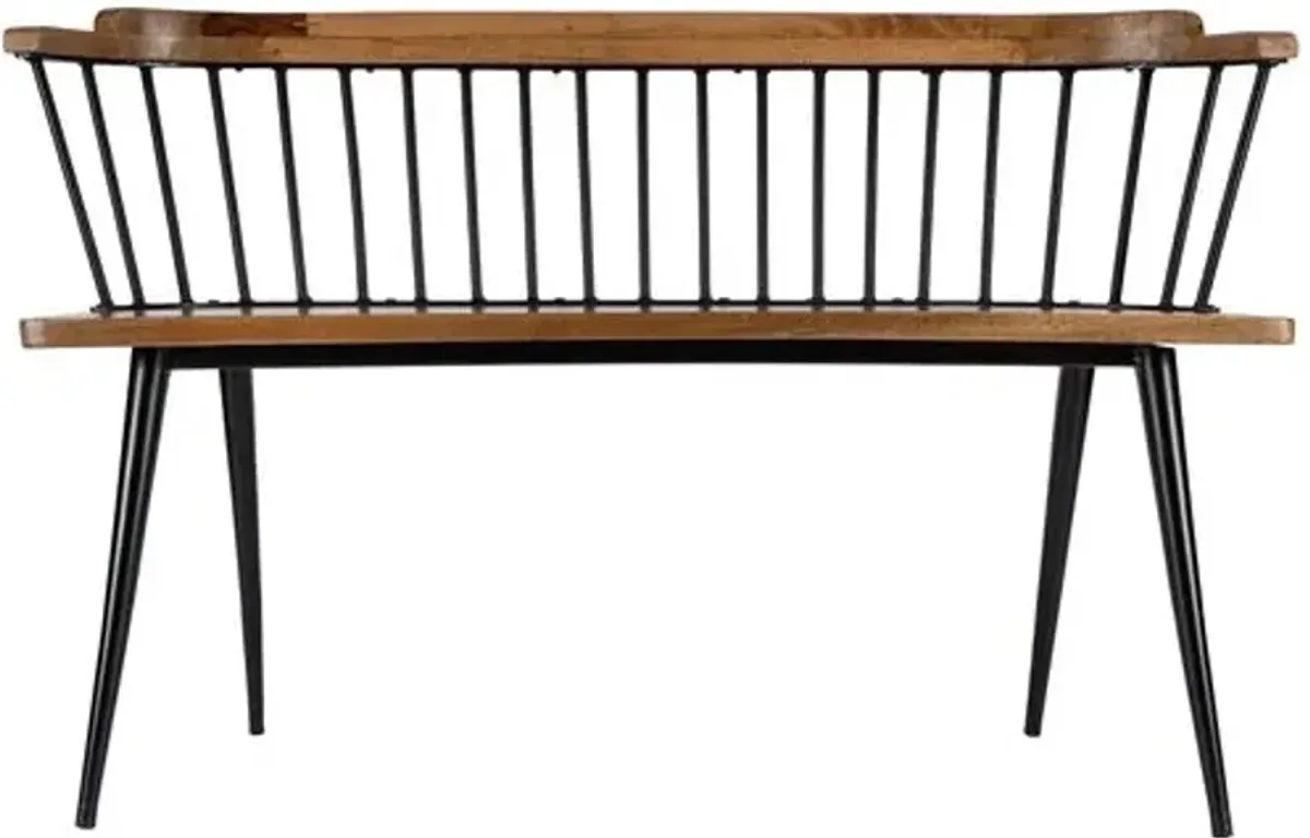 Chester Mango Wood Spindle Bench - Brown