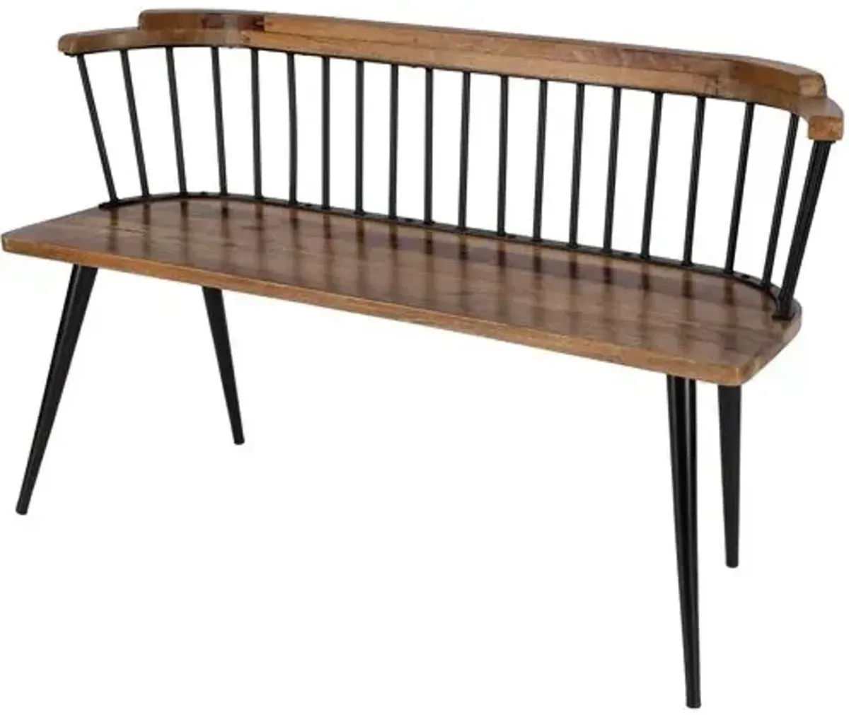 Chester Mango Wood 51" Spindle Bench - Medium Brown