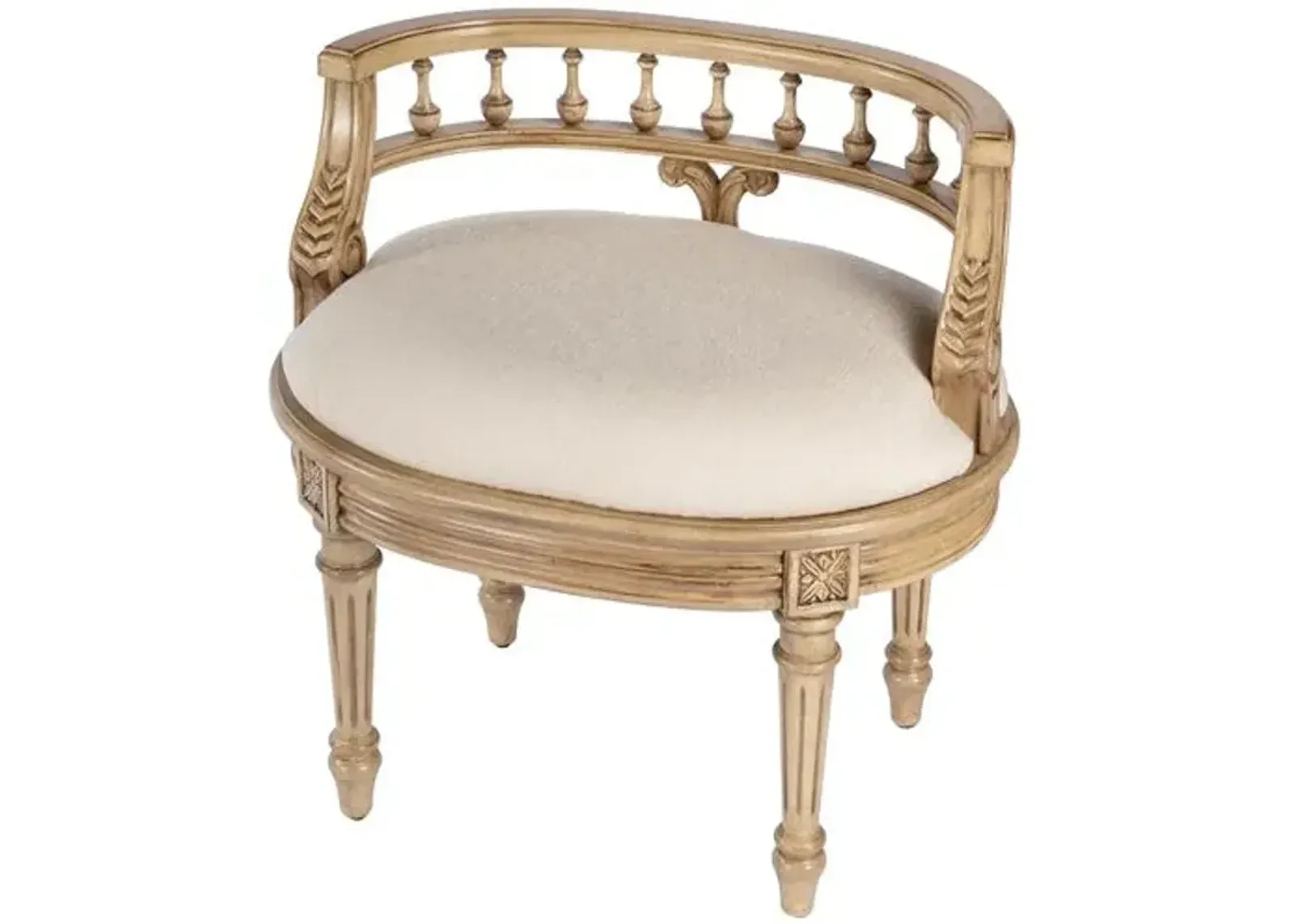 Melany Upholstered 22.5" Vanity Seat - Handcrafted - Beige