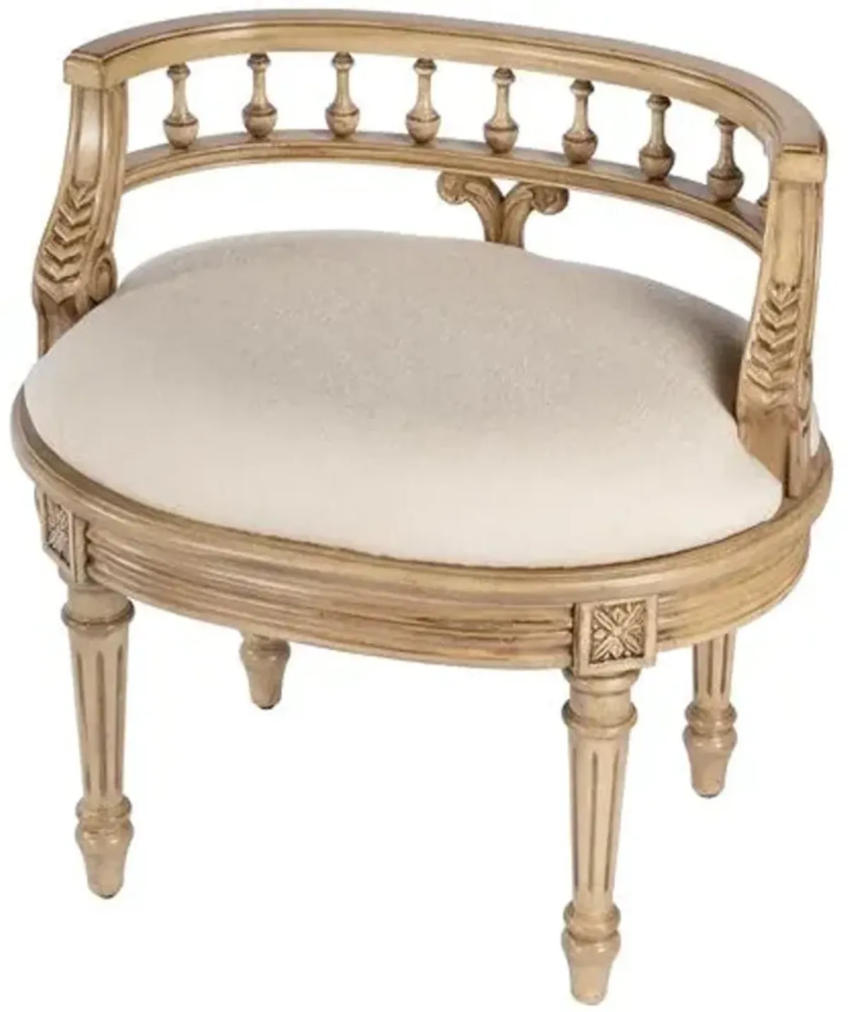 Melany Upholstered 22.5" Vanity Seat - Handcrafted - Beige