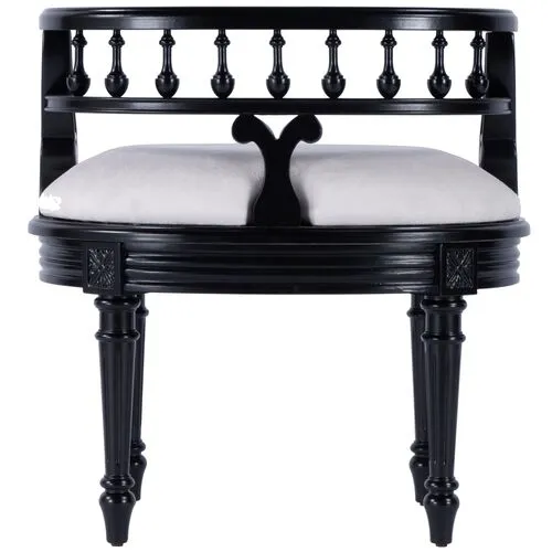 Melany Upholstered 22.5" Vanity Seat - Handcrafted - Black