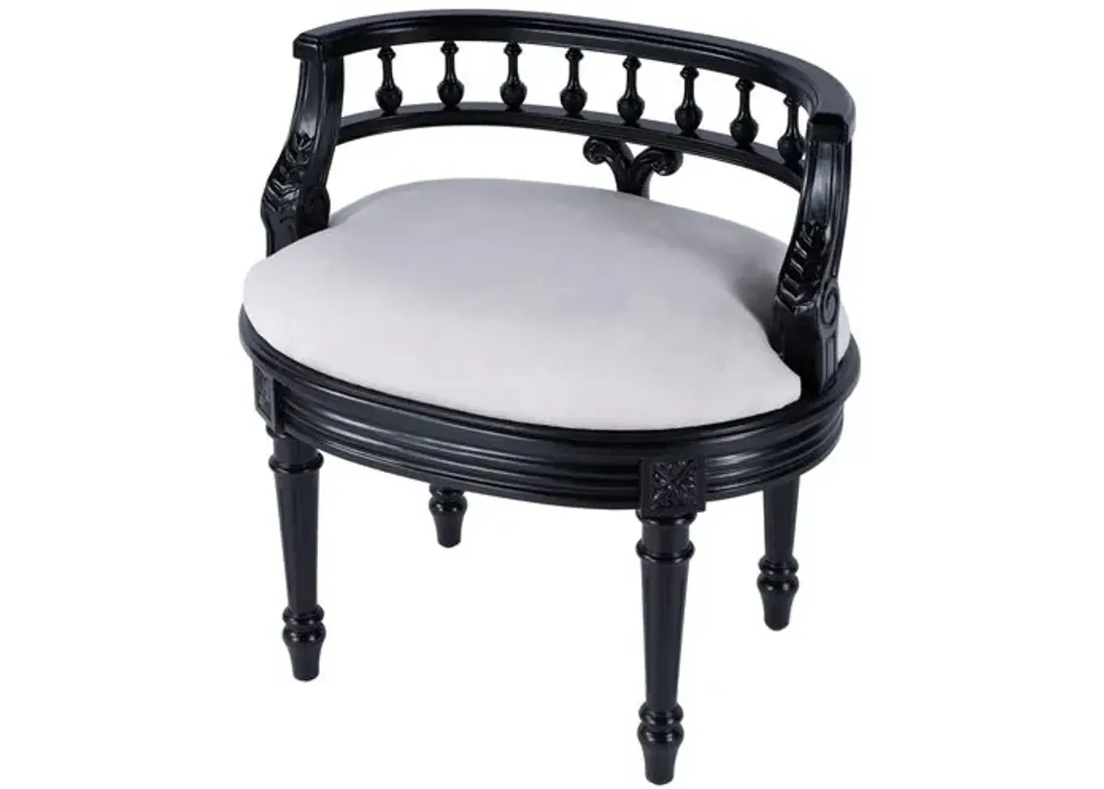 Melany Upholstered 22.5" Vanity Seat - Handcrafted - Black