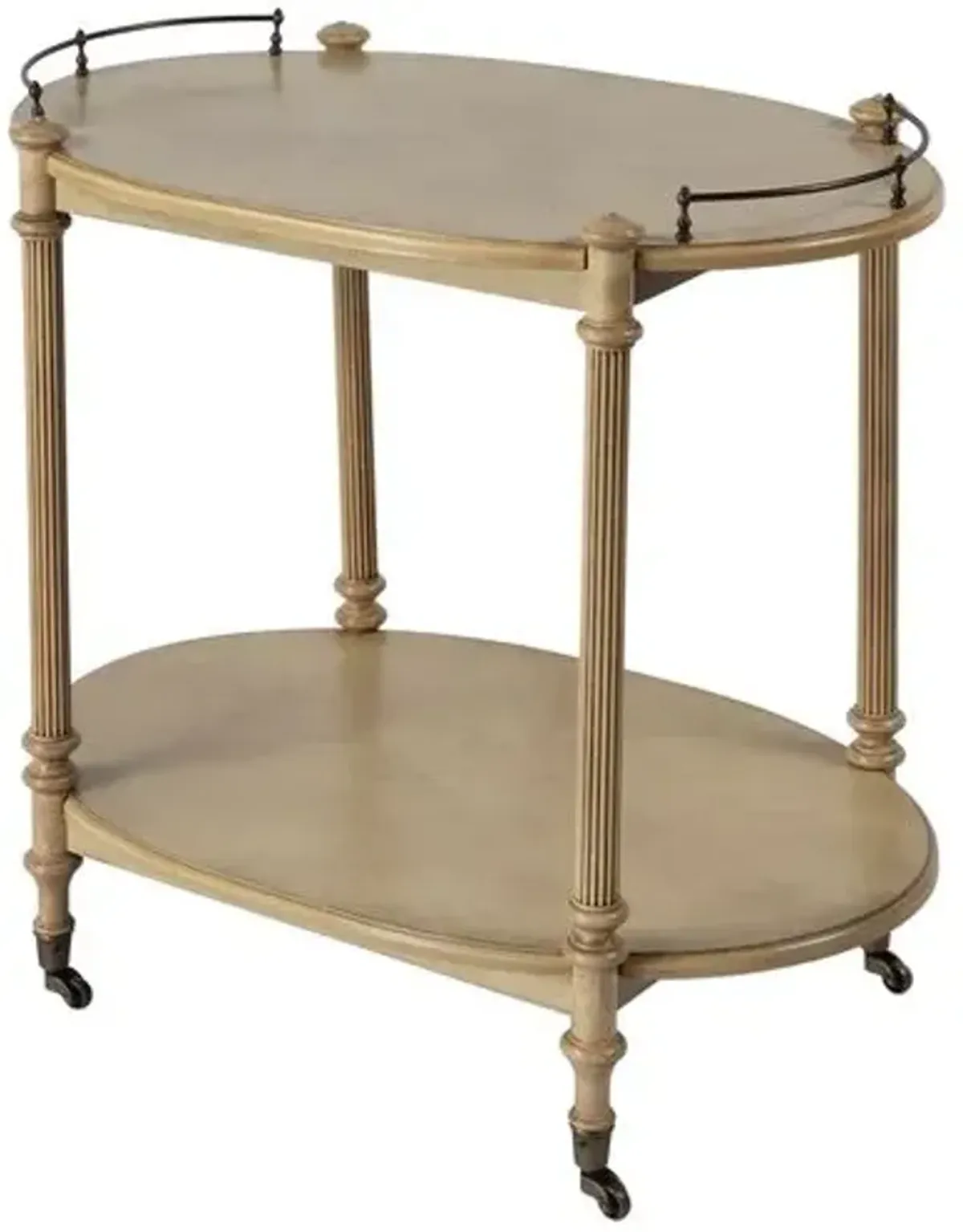 Rachel 2-Tier Bar Cart - Handcrafted - Beige