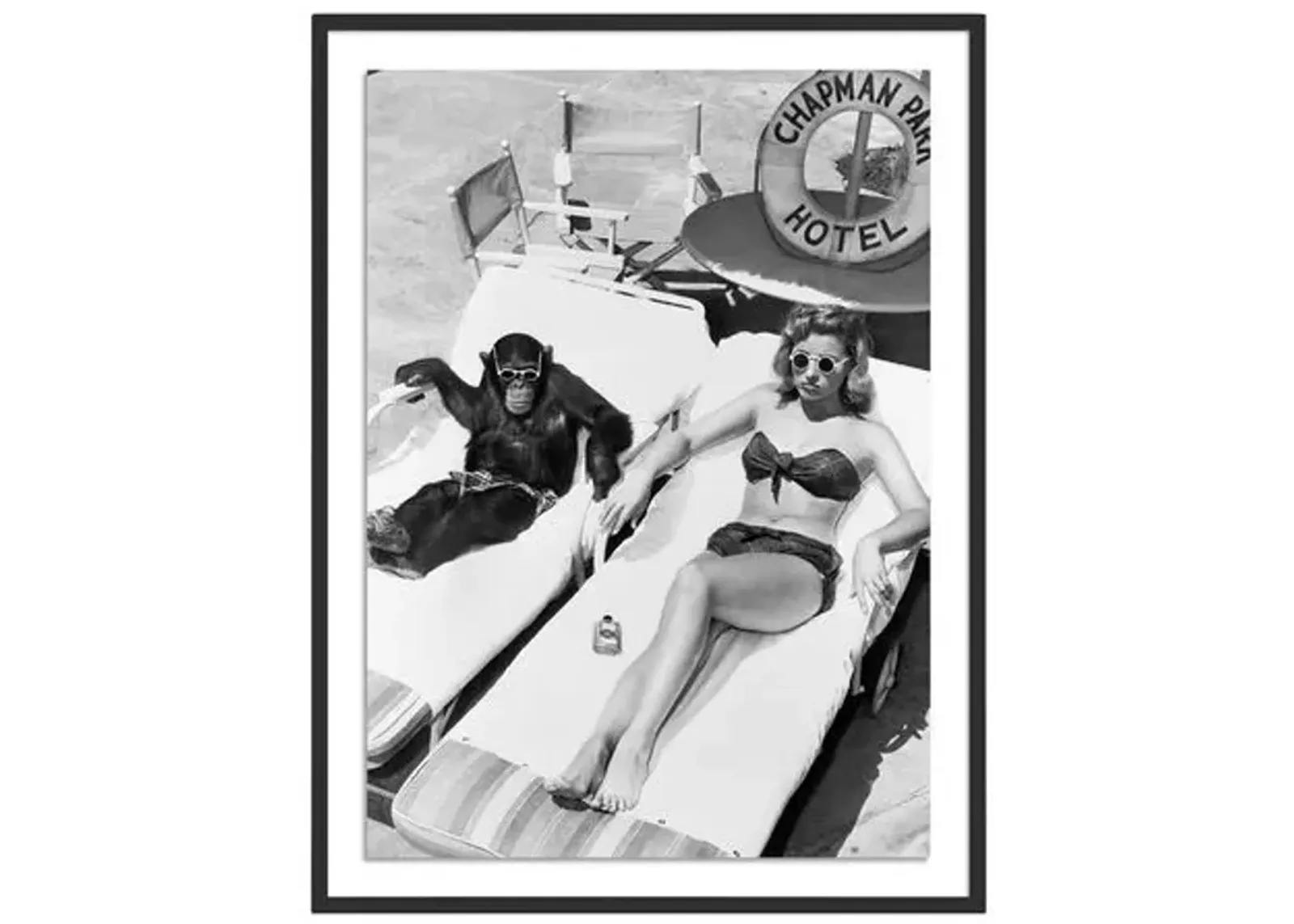 Getty Images - Woman Sunbathing With Chimpanzee - Black