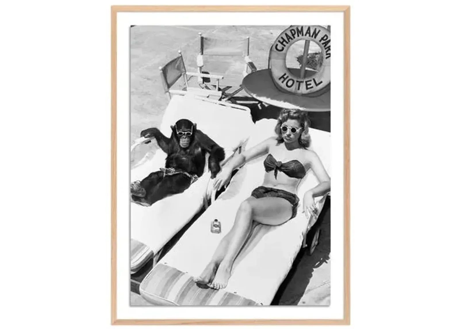 Getty Images - Woman Sunbathing With Chimpanzee - Clear