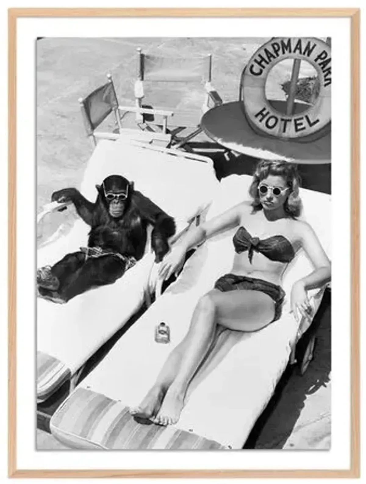 Getty Images - Woman Sunbathing With Chimpanzee - Clear