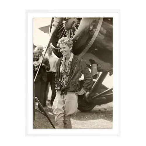 Getty Images - Amelia Earhart Beside Her Plane - White