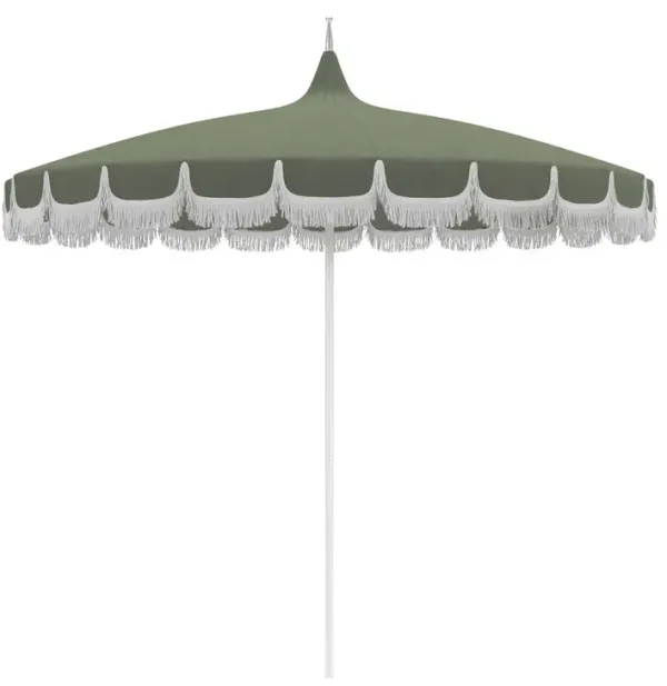 Aya Pagoda Fringe Patio Umbrella, Sunbrella