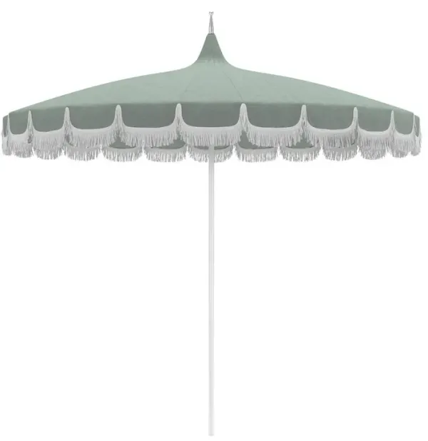 Aya Pagoda Fringe Patio Umbrella, Sunbrella