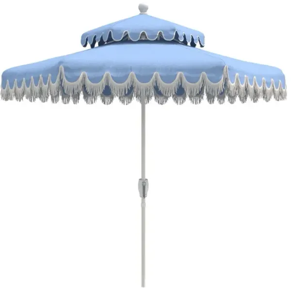 Daiana Fringe Two-Tier Patio Umbrella, Sunbrella
