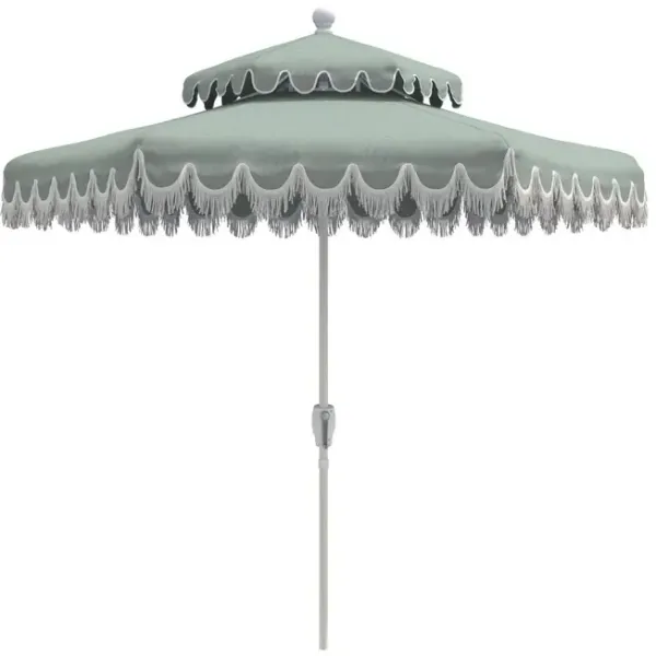 Daiana Fringe Two-Tier Patio Umbrella, Sunbrella
