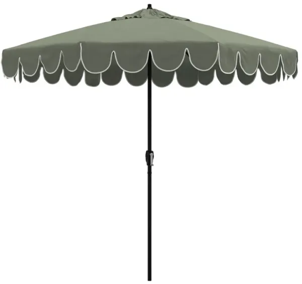 Phoebe Scallop-Edge Patio Umbrella - Sunbrella - Green