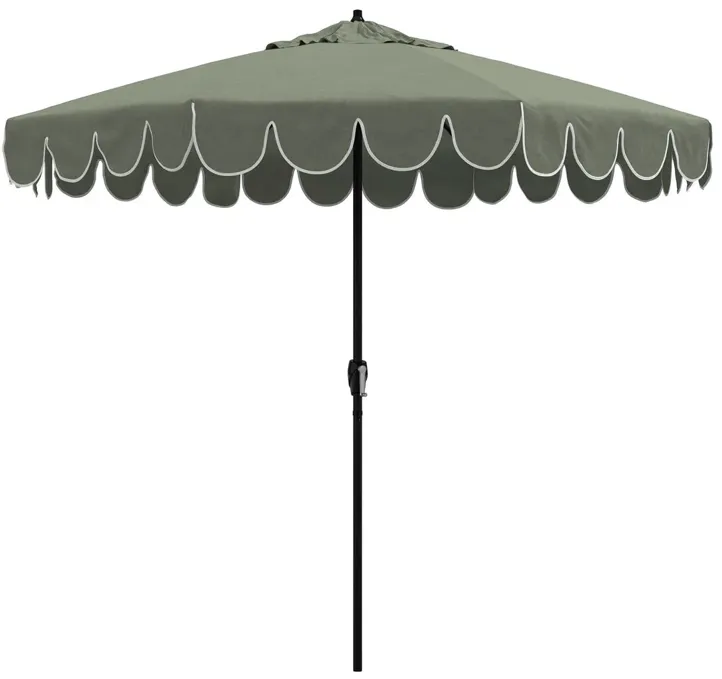 Phoebe Scallop-Edge Patio Umbrella - Sunbrella - Green