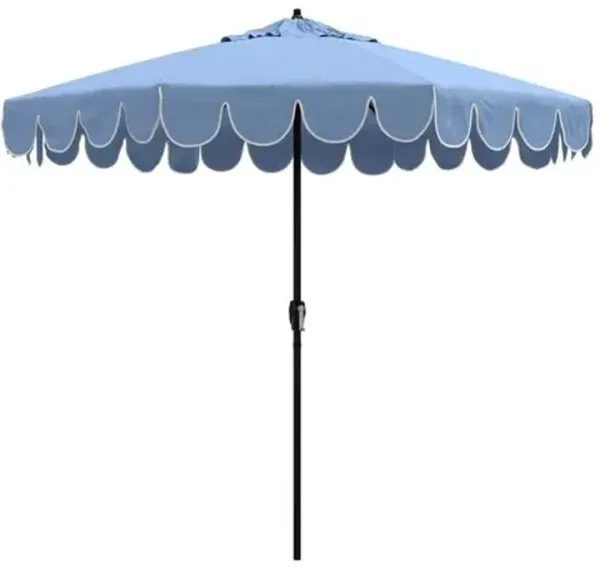 Phoebe Scallop-Edge Patio Umbrella - Sunbrella - Blue