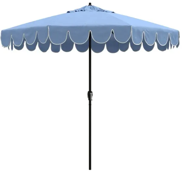 Phoebe Scallop-Edge Patio Umbrella - Sunbrella - Blue