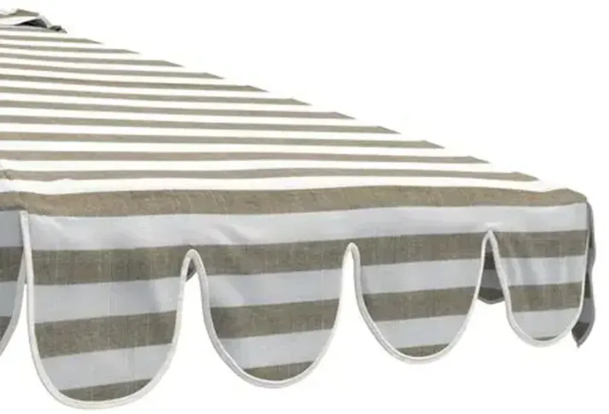 Phoebe Scallop-Edge Patio Umbrella - Sunbrella Stripe - Green