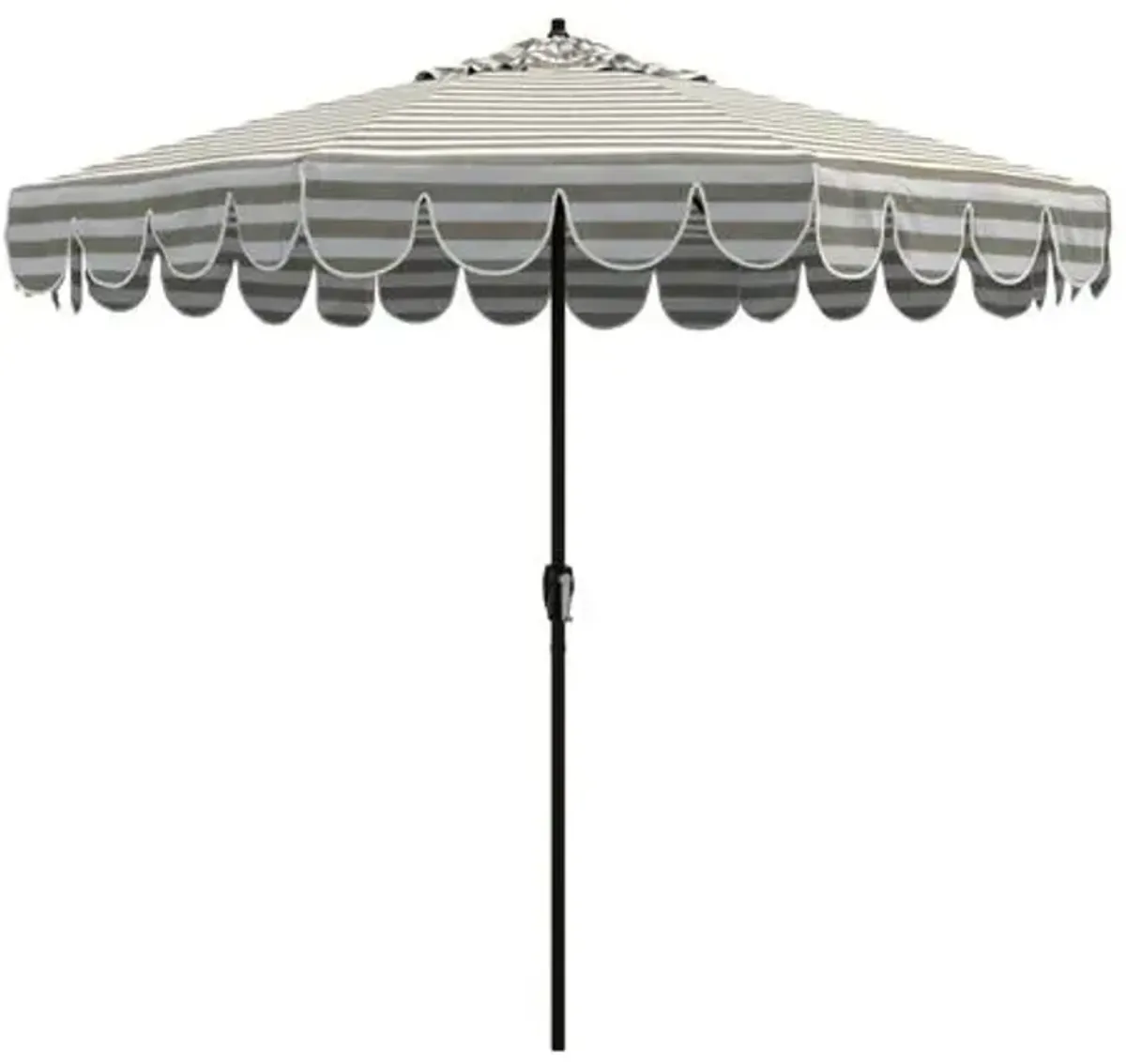 Phoebe Scallop-Edge Patio Umbrella - Sunbrella Stripe - Green