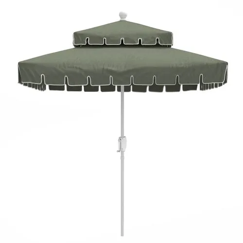 Liz Two-Tier Square Patio Umbrella - Cast Sage - Green