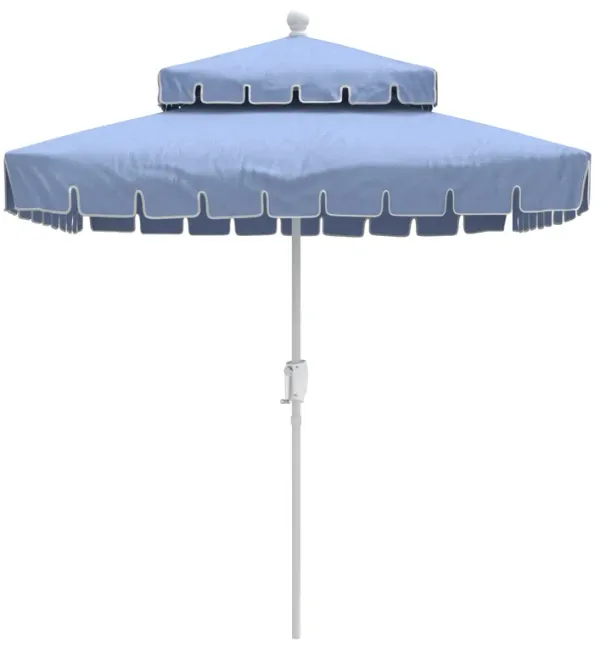 Liz Two-Tier Square Patio Umbrella - Sunbrella - Blue