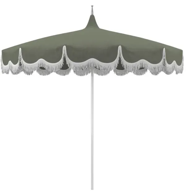 Billow Pagoda Fringe Patio Umbrella, Sunbrella