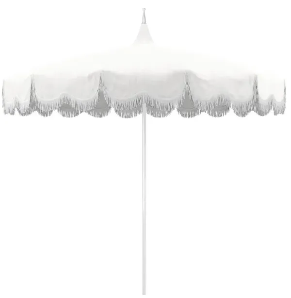 Billow Pagoda Fringe Patio Umbrella, Sunbrella
