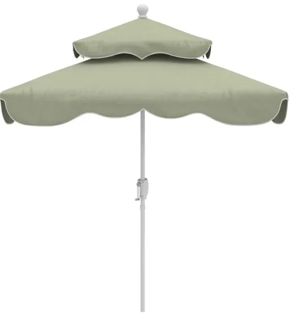 Ripple Two-Tier Square Patio Umbrella - Sunbrella - Blue