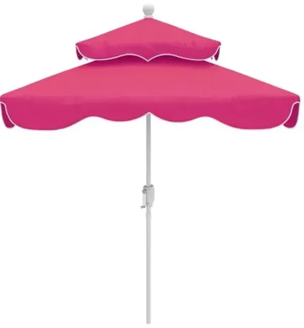 Ripple Two-Tier Square Patio Umbrella - Sunbrella - Pink