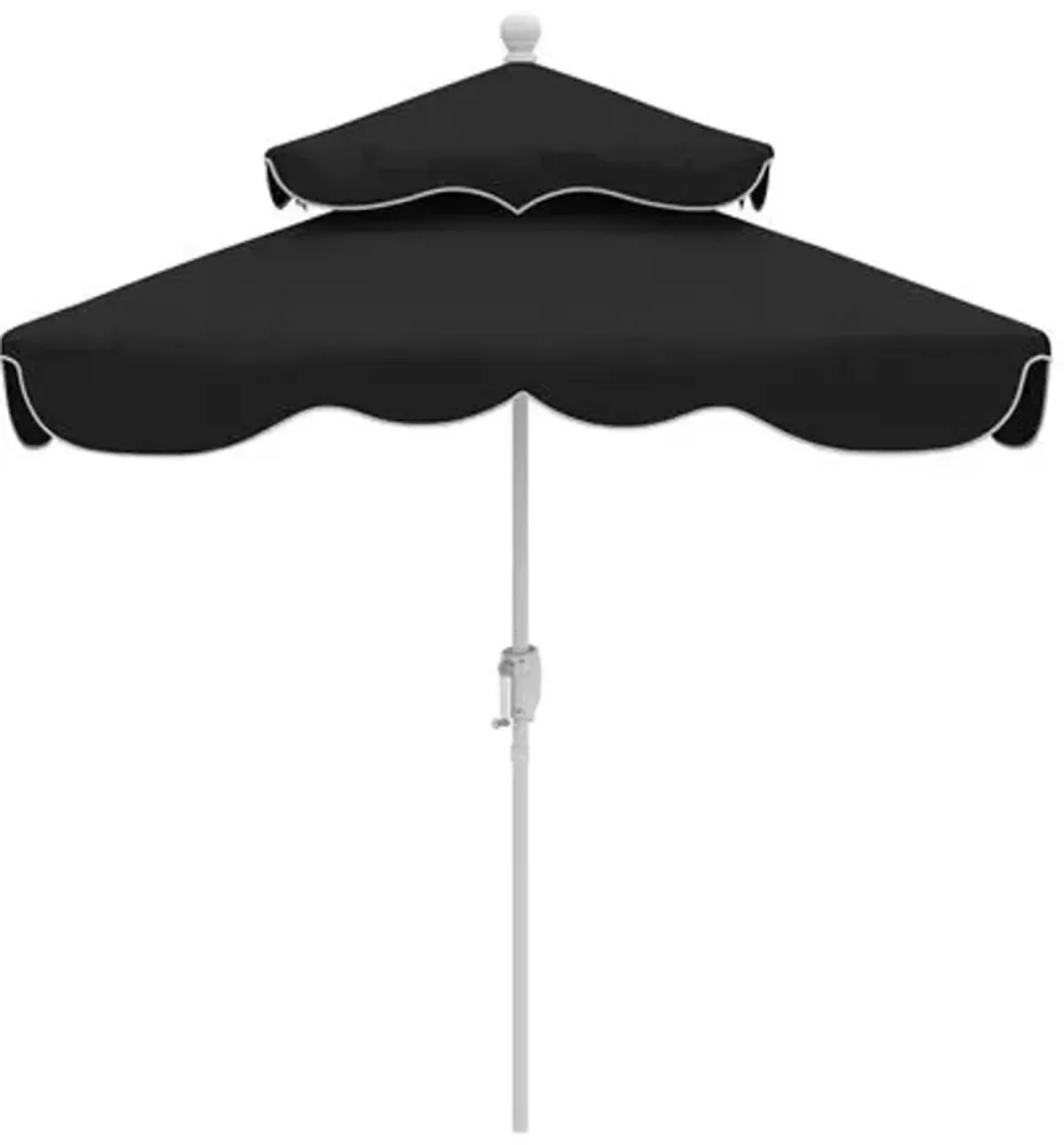 Ripple Two-Tier Square Patio Umbrella - Sunbrella - Black