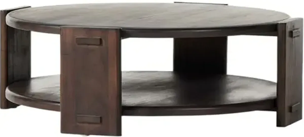 Two Tier Coffee Table - Solid Neem Wood - Brown