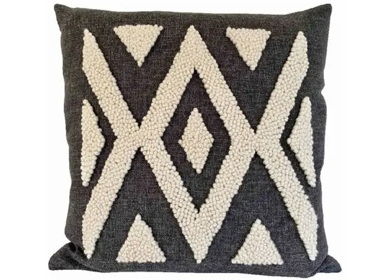 Cotton Tree - Punch Needle Ndebele Pillow - Gray - Powered by People