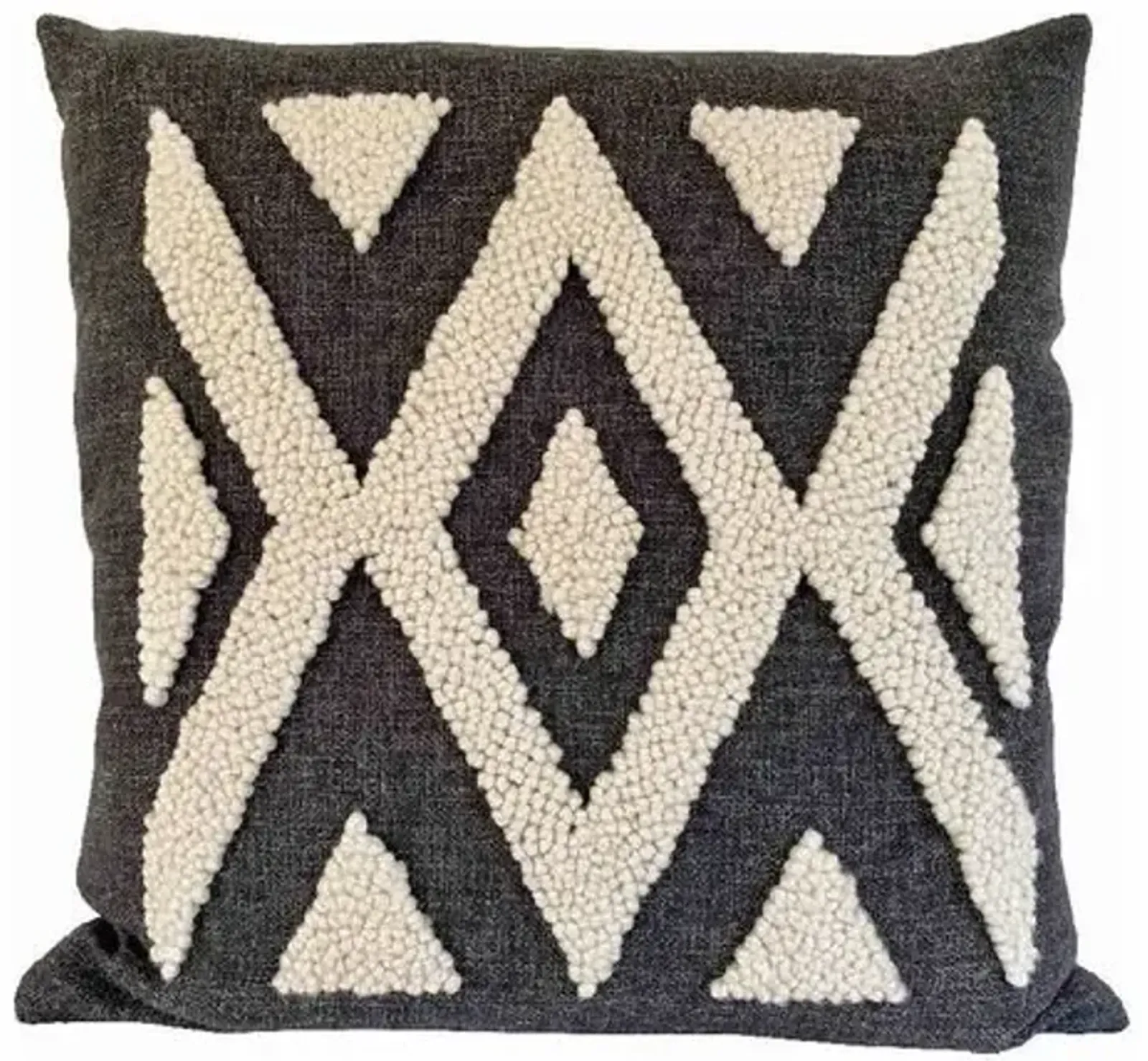 Cotton Tree - Punch Needle Ndebele Pillow - Gray - Powered by People