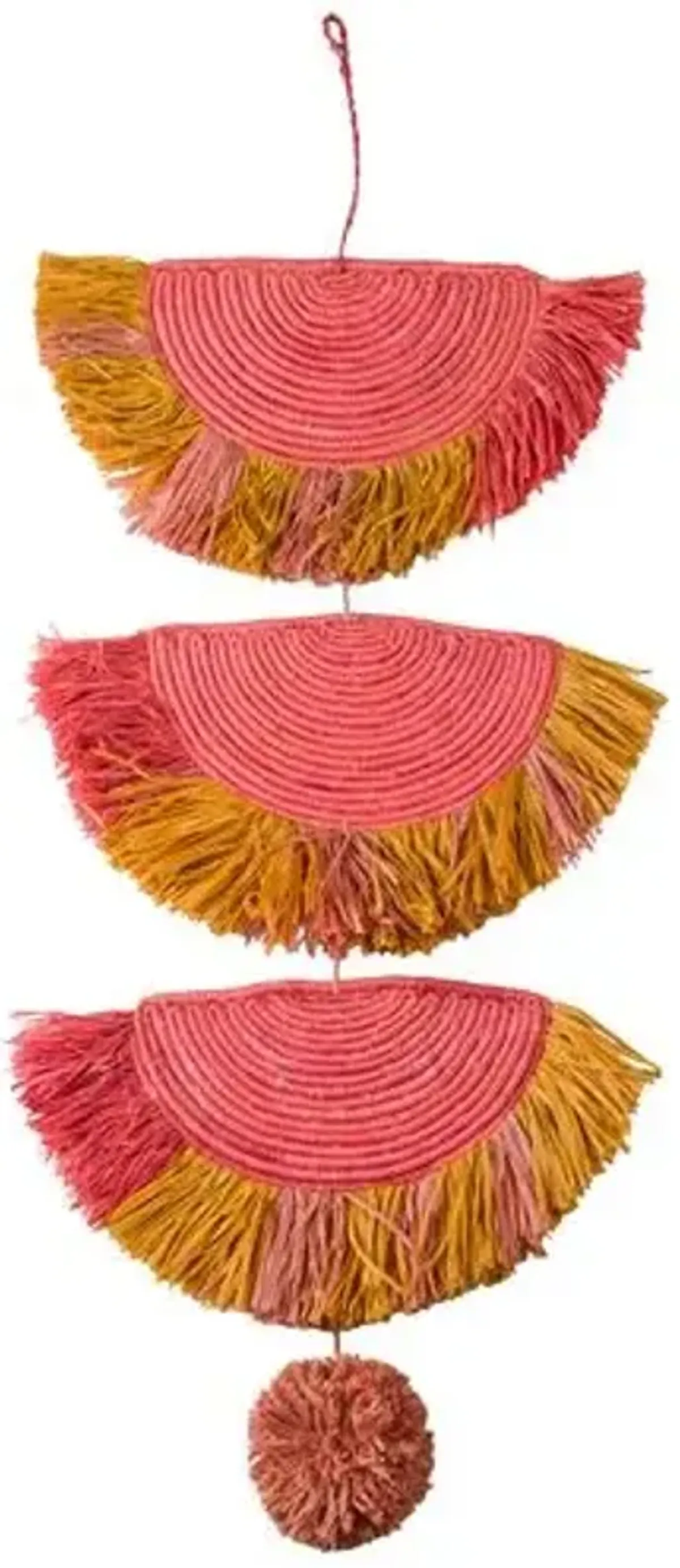 Floc - Raffia Parade Wall Hanging - Coral Sunset - Pink - Powered by People