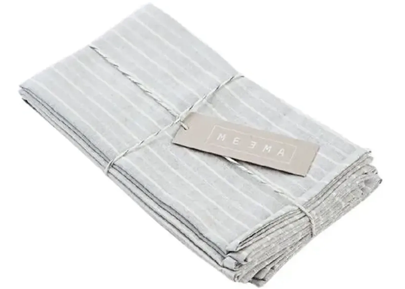 Meema - Set of 4 Striped Cotton Napkins - Grey - Powered by People - Gray