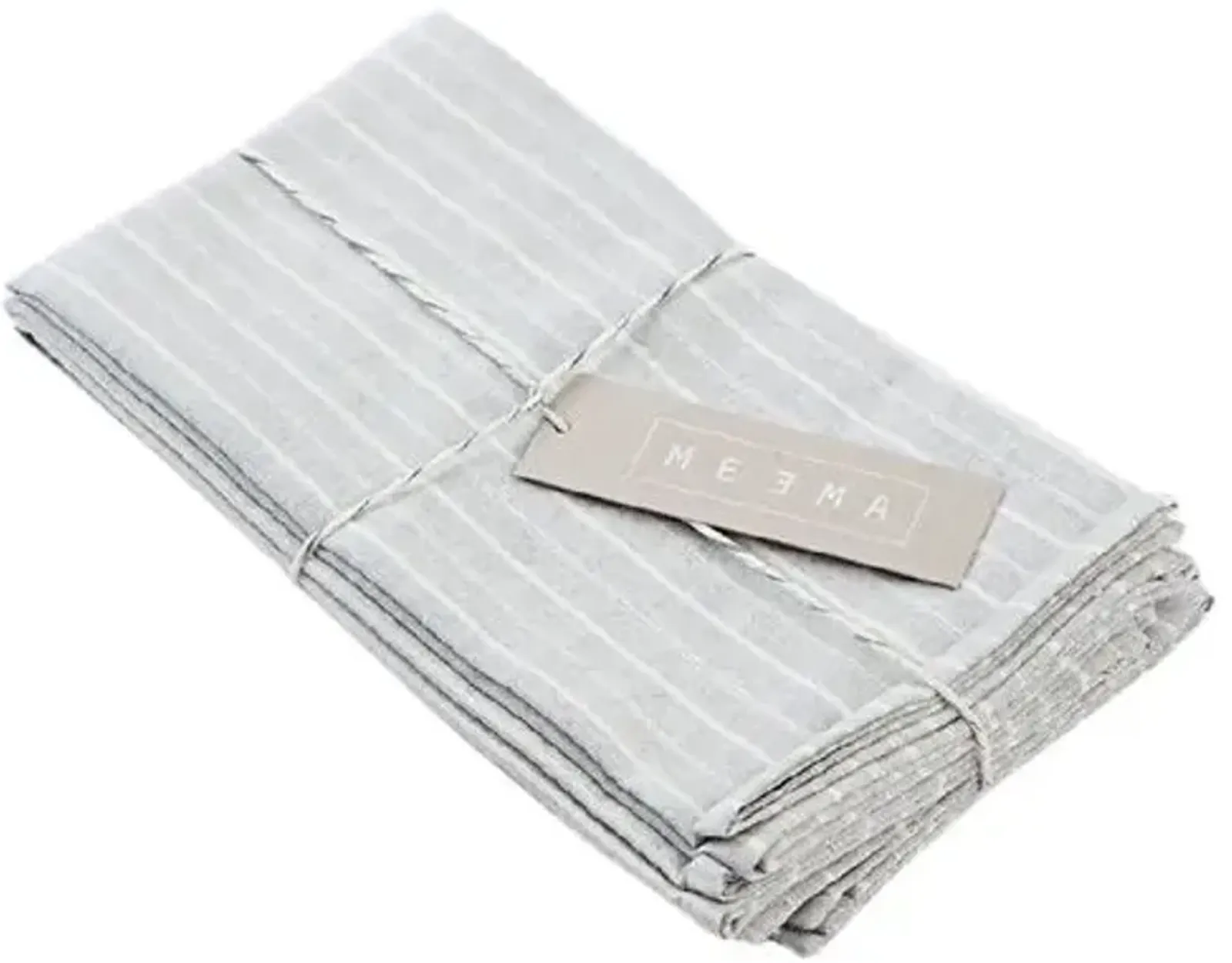 Meema - Set of 4 Striped Cotton Napkins - Grey - Powered by People - Gray