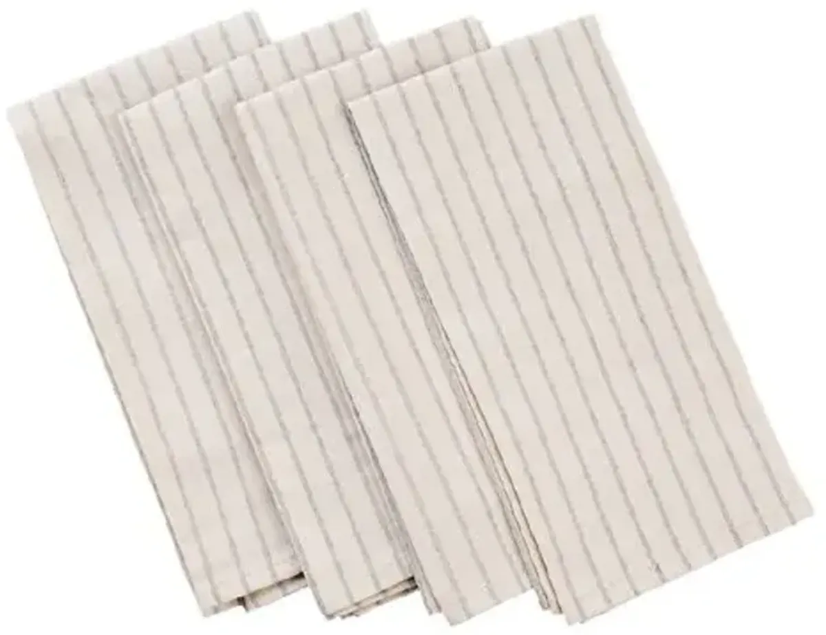 Meema - Set of 4 Striped Cotton Napkins - Natural - Powered by People - Ivory